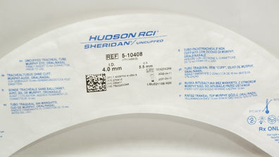 Teleflex 5-10408 Hudson RCI Sheridan Uncuffed Tracheal Tube 4.0 ID x 5.5mm OD